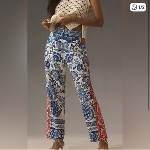 Farm Rio x Anthropologie Floral Linen Trousers